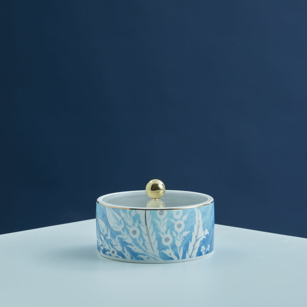 Tolipa - Small Decorative Canister- Blue & Gold