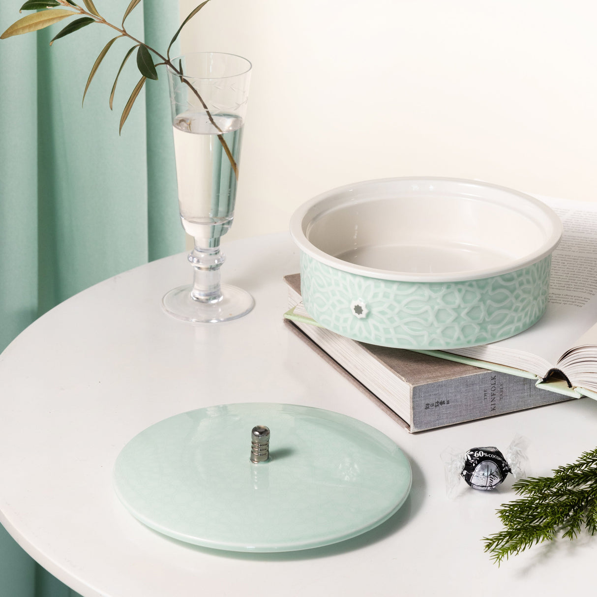 Asala - Medium Decorative Canister - Teal & Silver