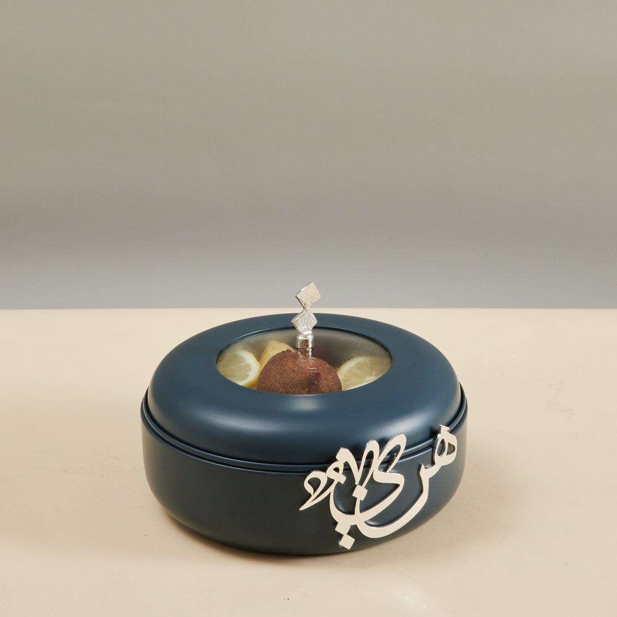 Luxury Diwan - Small Buffet Server - Dark Blue & Silver