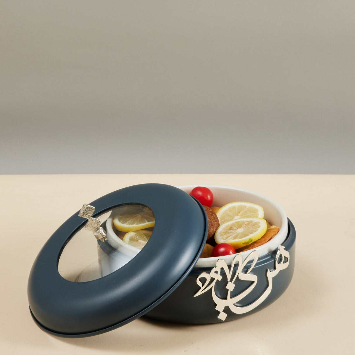 Luxury Diwan - Small Buffet Server - Dark Blue & Silver