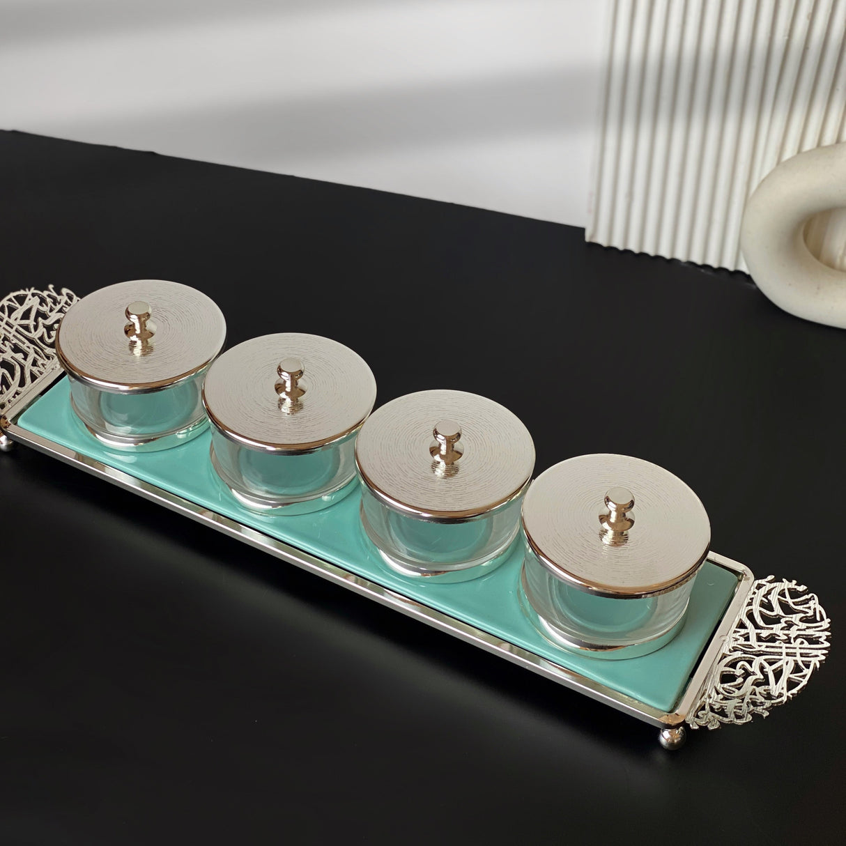 Limited Edition - Snack Serving set (4 Bowls)- Blue & Silver