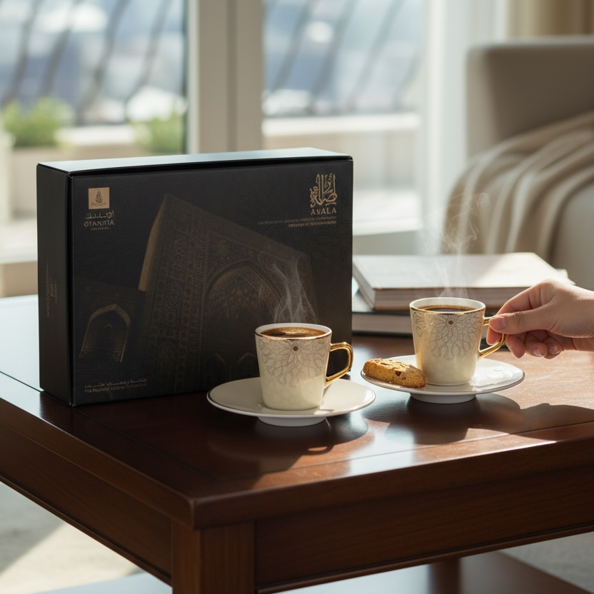 Asala - Esspresso/Turkish Coffee Set (12-Pc) - Beige & Gold