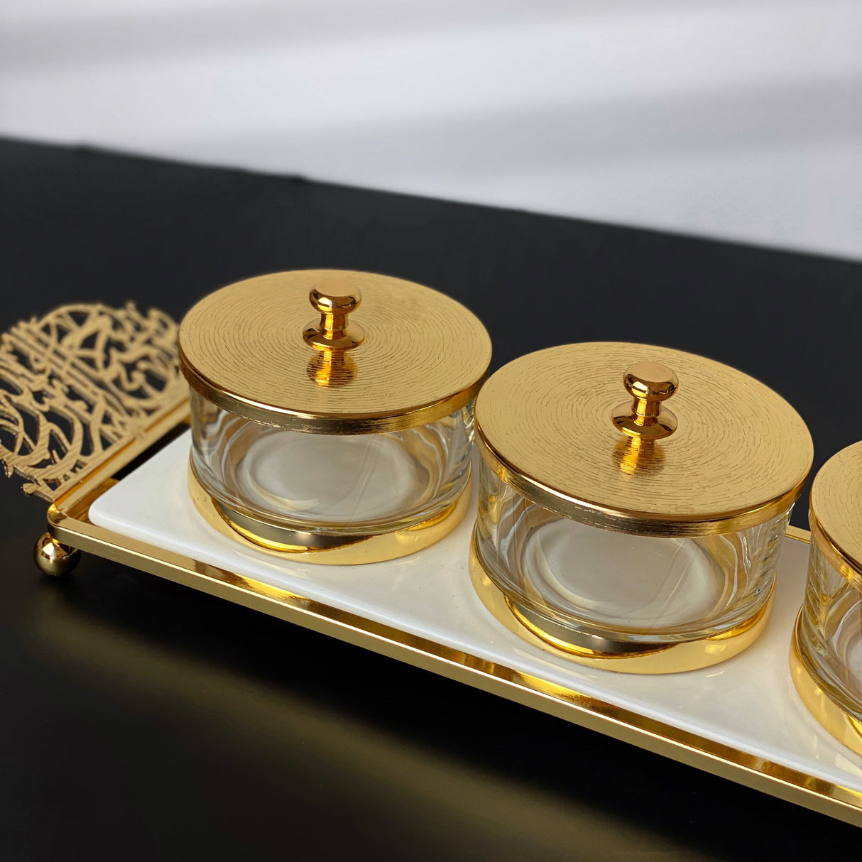 Limited Edition - Snack Serving set (3 Bowls)- White & Gold