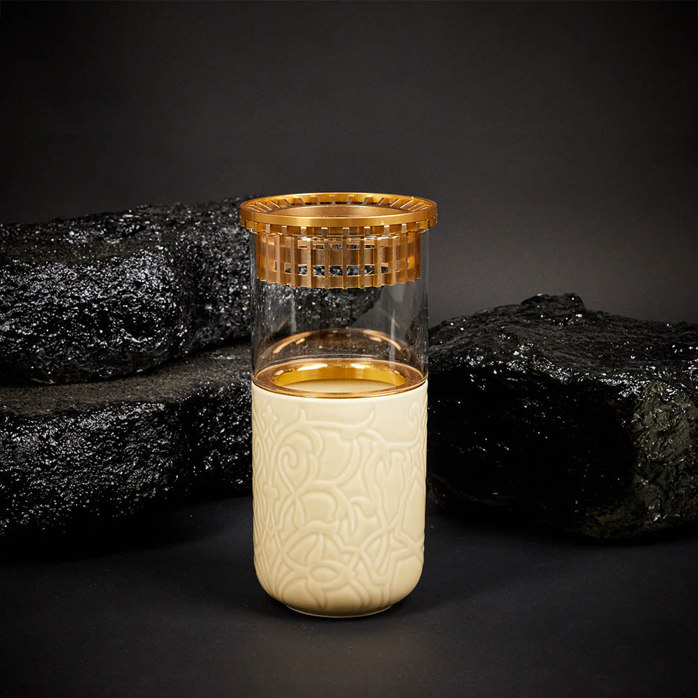 Luxury Majlis - Large Decorative Vase - Beige & Gold