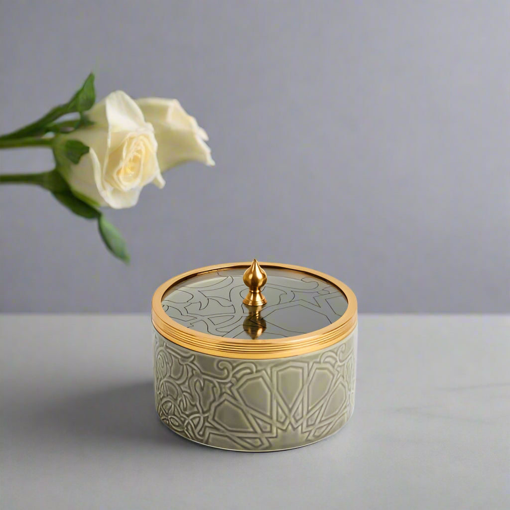 Luxury Majlis - Medium Canister - Grey & Gold