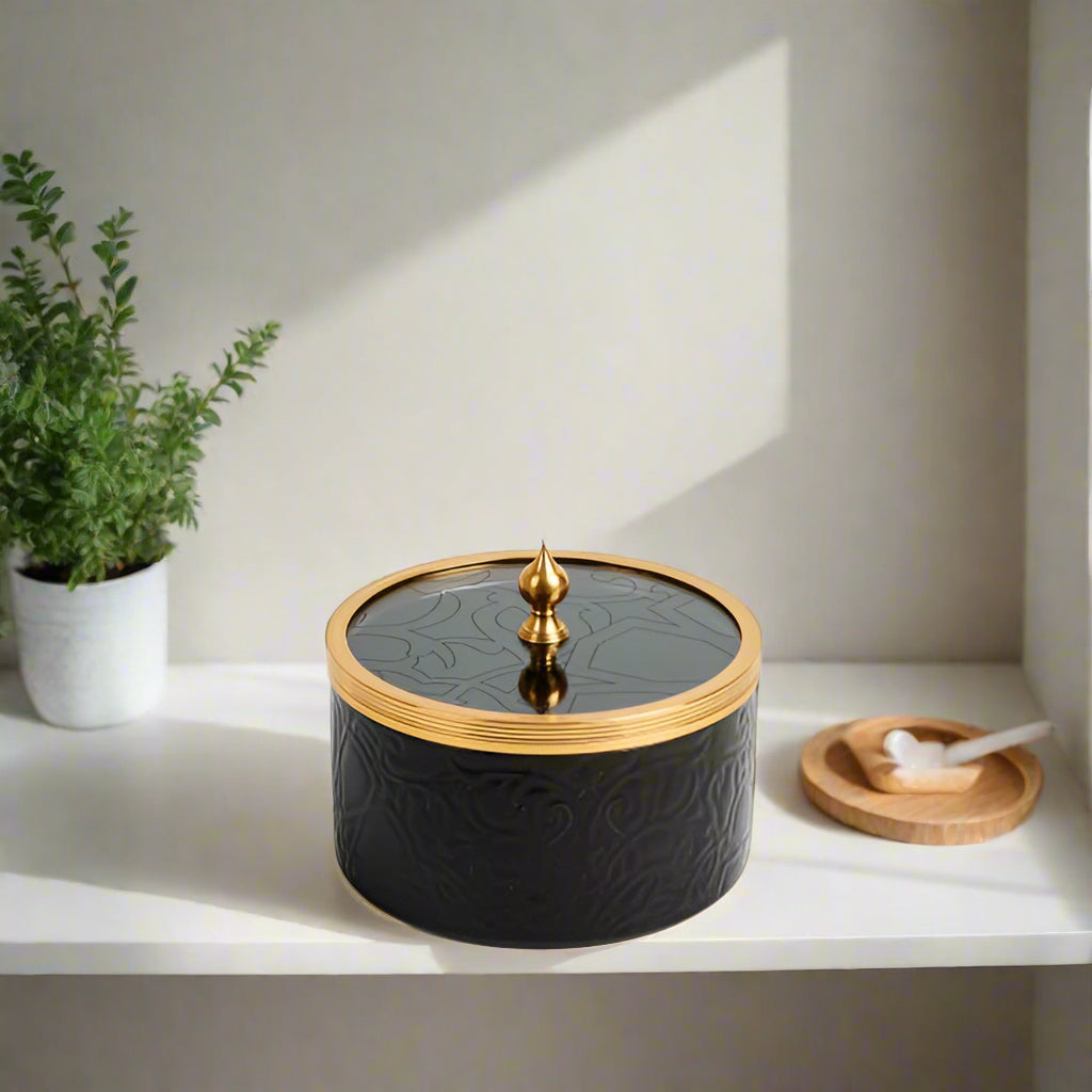 Luxury Majlis - Medium Canister - Black & Gold
