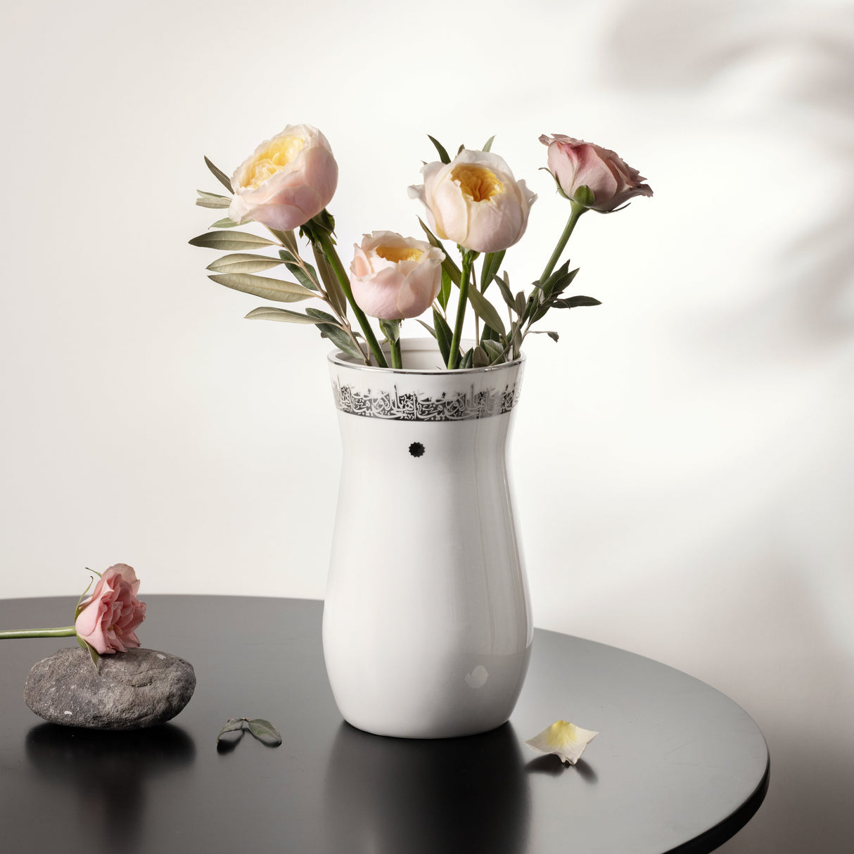 Atheer - Medium Decorative Vase - White & Silver