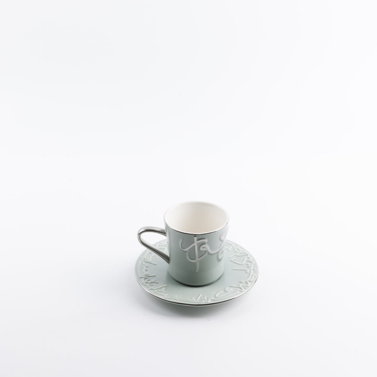 Jiwar - Cappuccino Set (12-Pc) - Mint Green & Silver