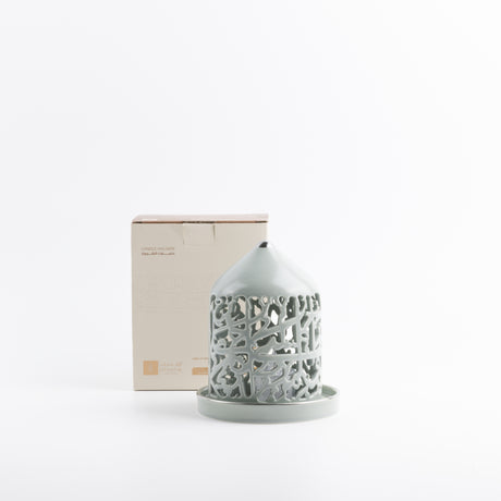 Jiwar - Small Lantern Candle Holder - Mint Green & Silver