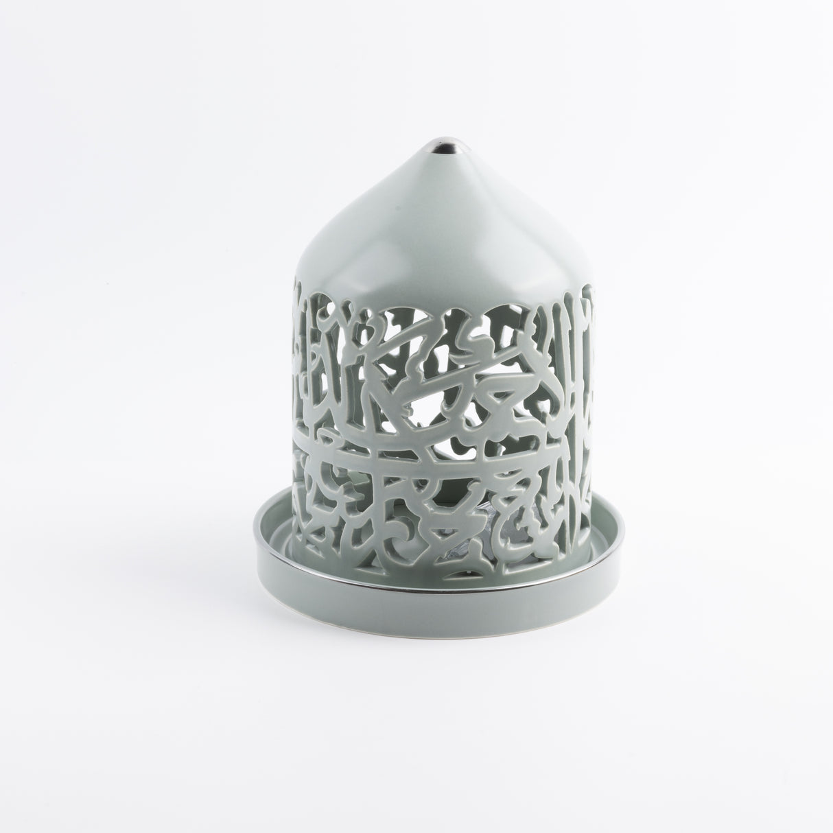 Jiwar - Large Lantern Candle Holder - Mint Green & Silver
