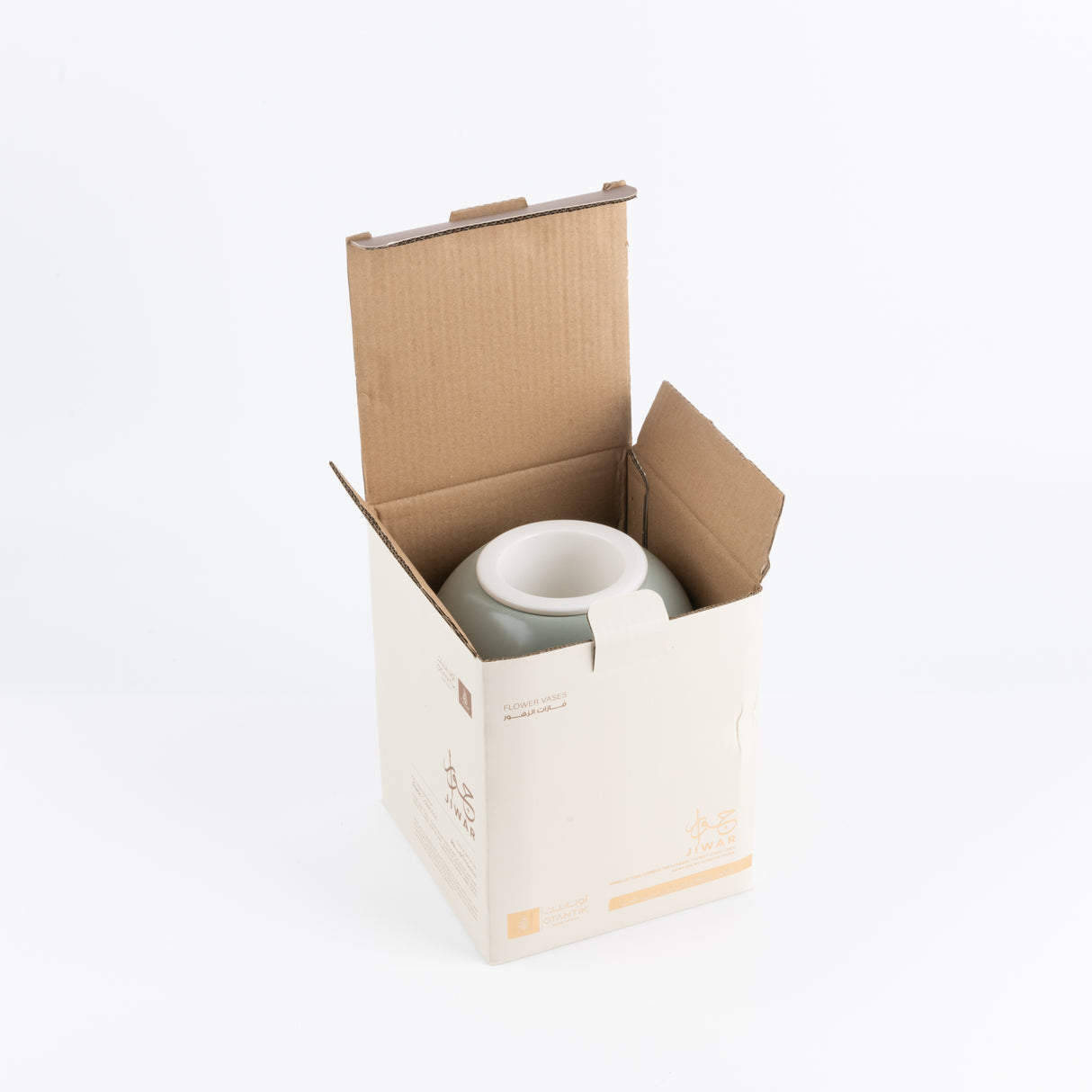 Jiwar - Medium Decorative Vase - Mint Green & Silver