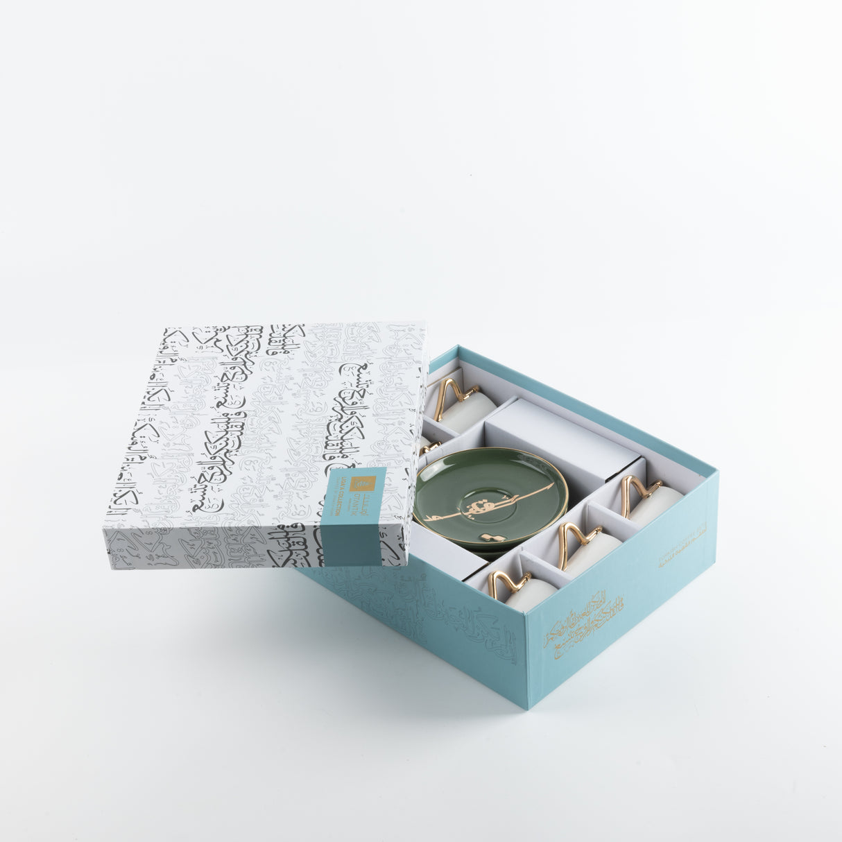 Liqa'a - Espresso/Turkish Coffee Set (12-Pc)- Olive Green  & Gold