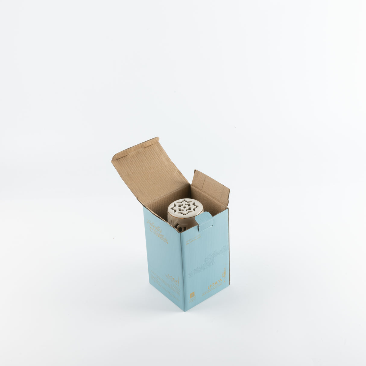 Liqa'a -  Small Lantern Candle Holder  - Beige & Gold
