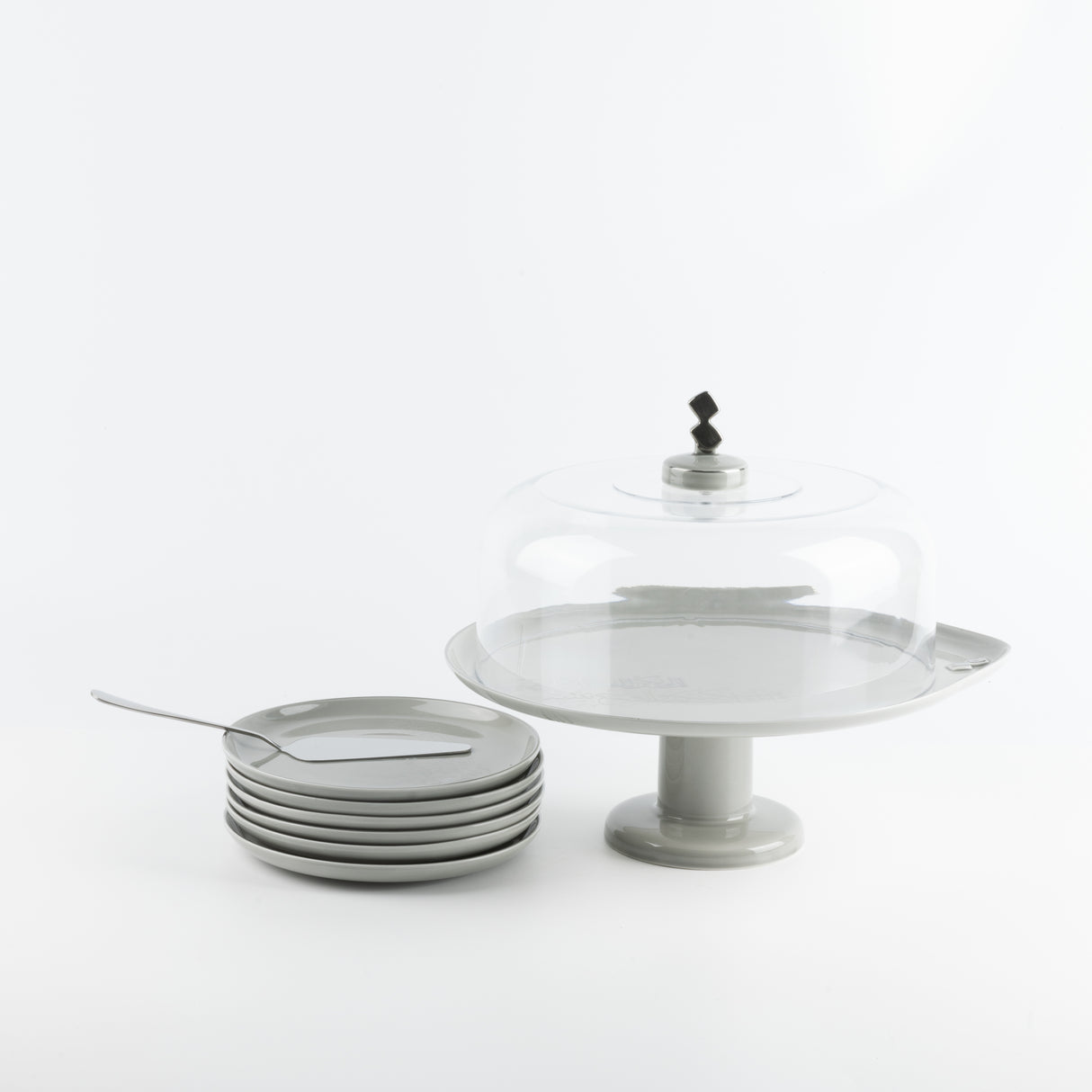 Liqa'a - Cake Set (9-Pc) - Grey & Silver