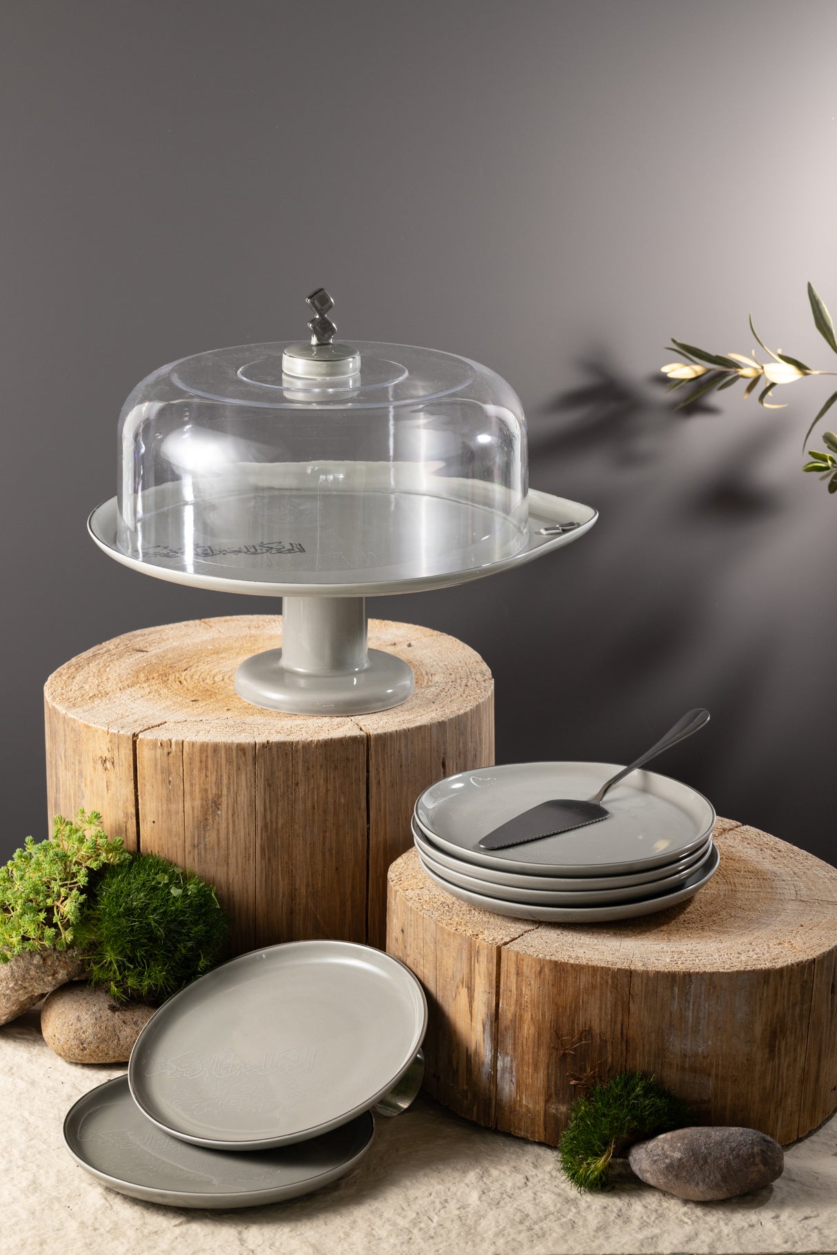 Liqa'a - Cake Set (9-Pc) - Grey & Silver