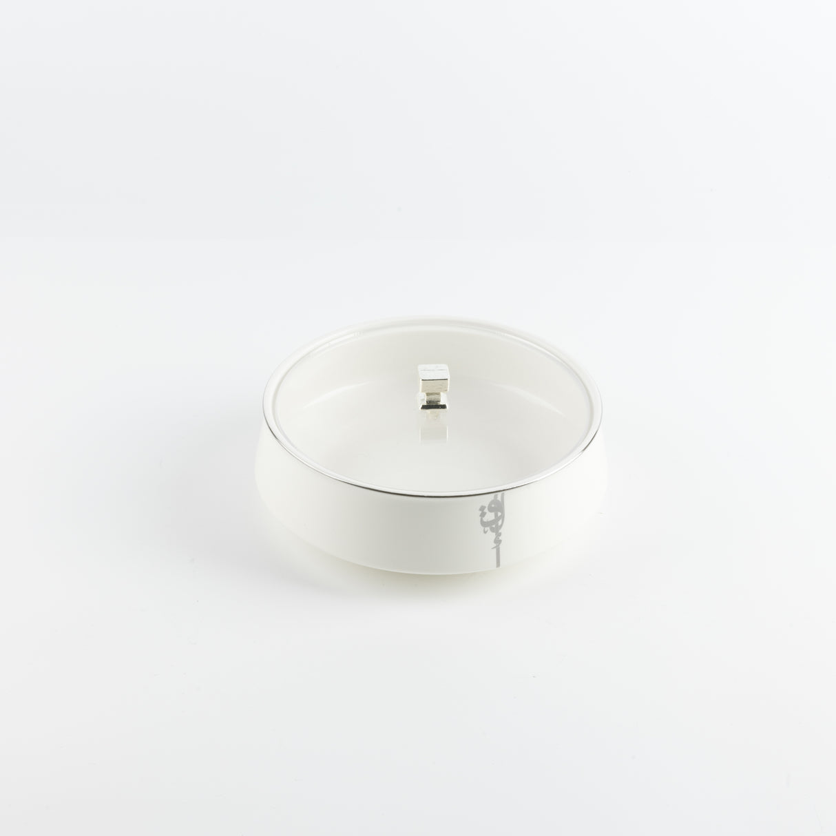 Liqa'a - Medium Decorative Canister - Pearl White & Silver