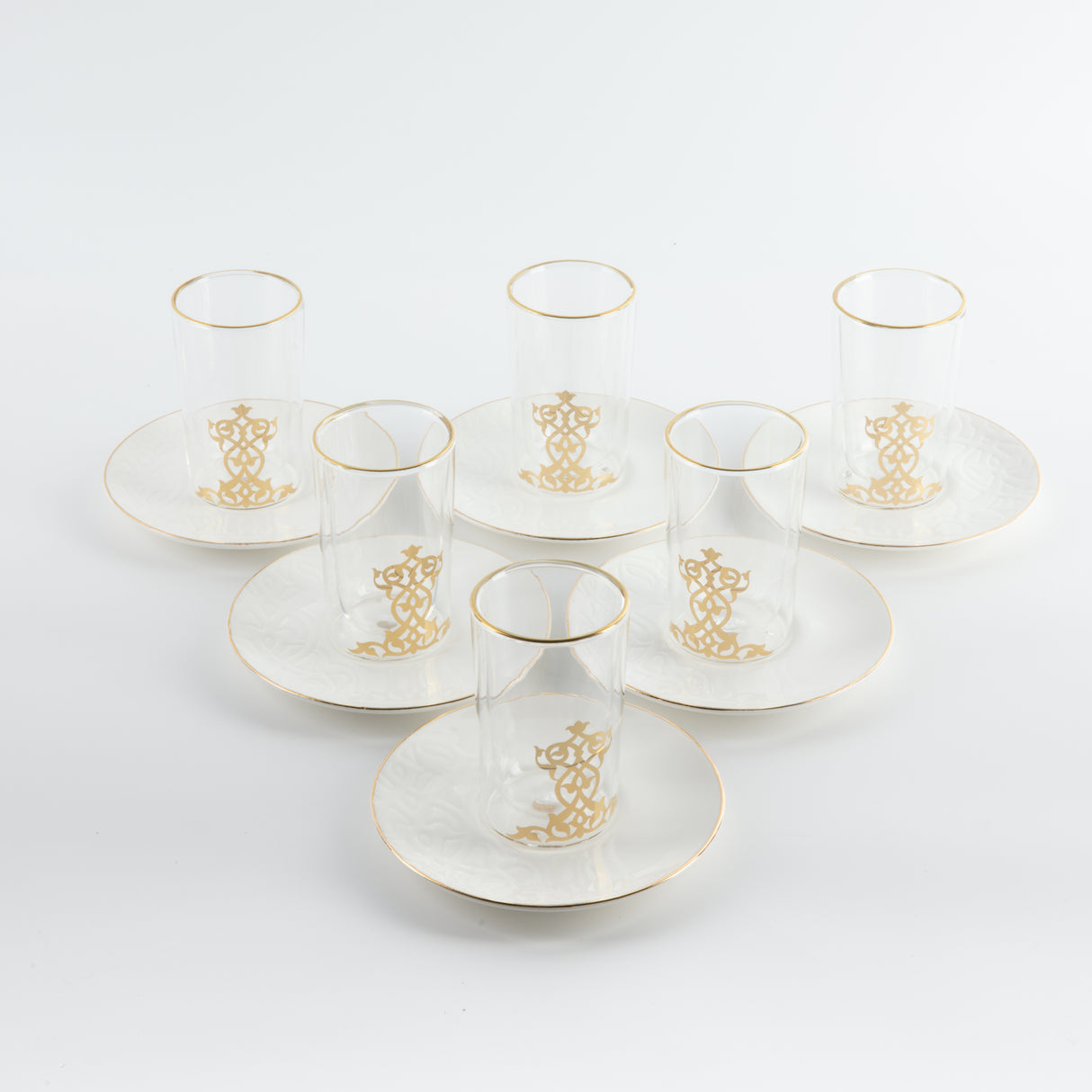 Naqsh - Tea Set (12-Pc) - White & Gold