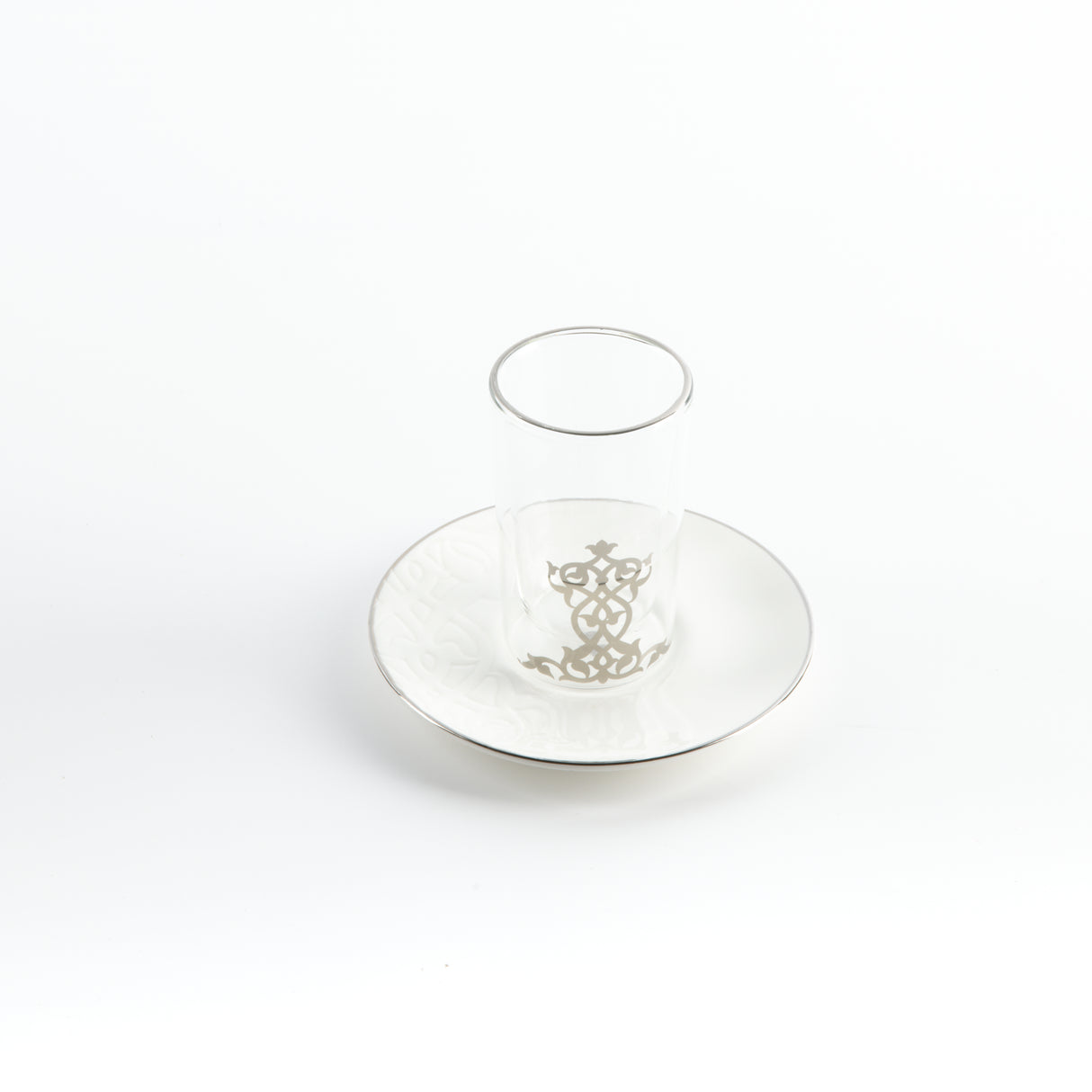 Naqsh - Tea Set (12-Pc) - White & Silver
