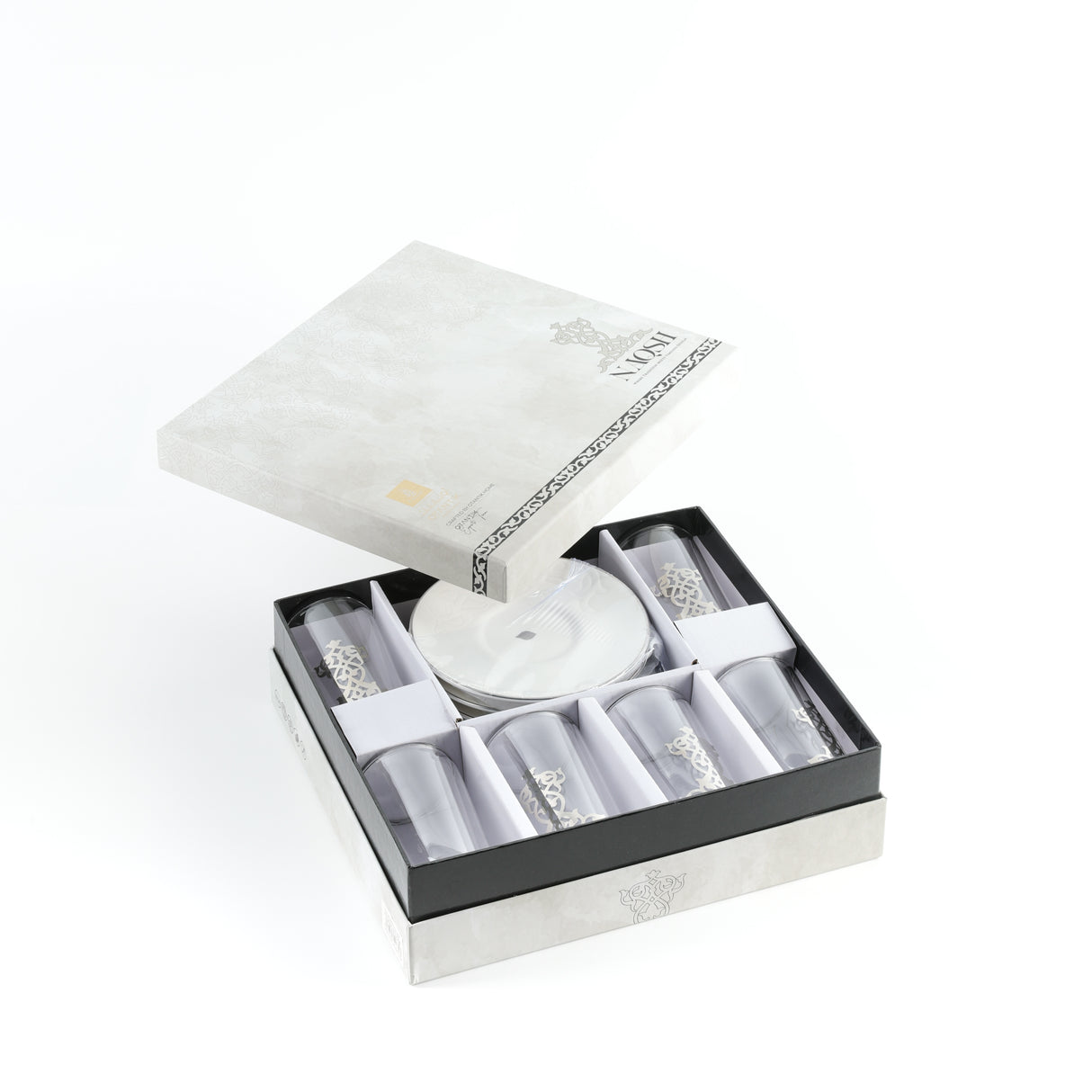 Naqsh - Tea Set (12-Pc) - White & Silver