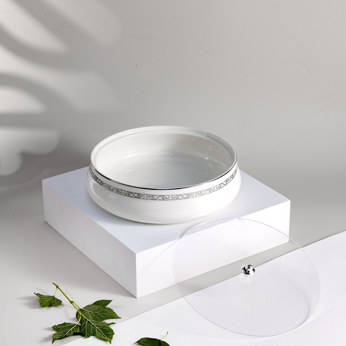 Naqsh - Large Decorative Canister - White & Silver