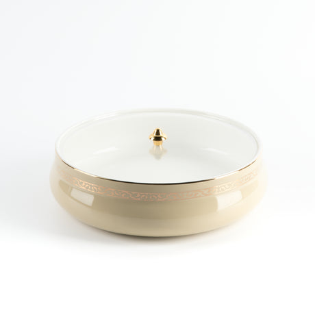 Naqsh - Large Decorative Canister - Ivory & Gold