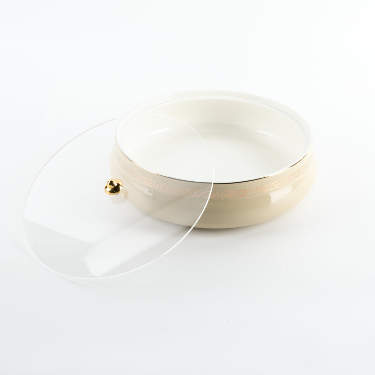 Naqsh - Large Decorative Canister - Ivory & Gold