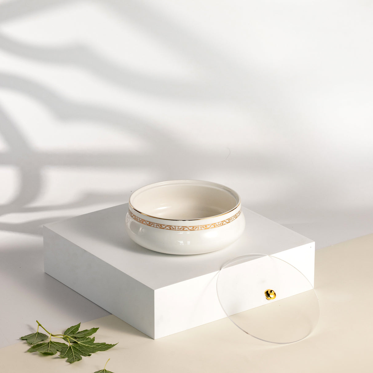 Naqsh - Medium Decorative Canister - White & Gold