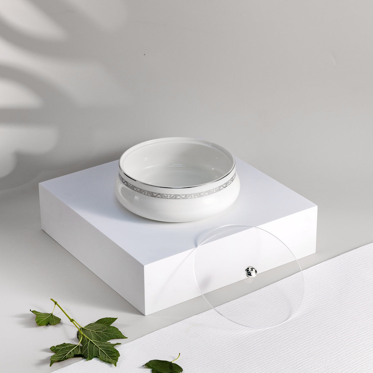 Naqsh - Medium Decorative Canister - White & Silver