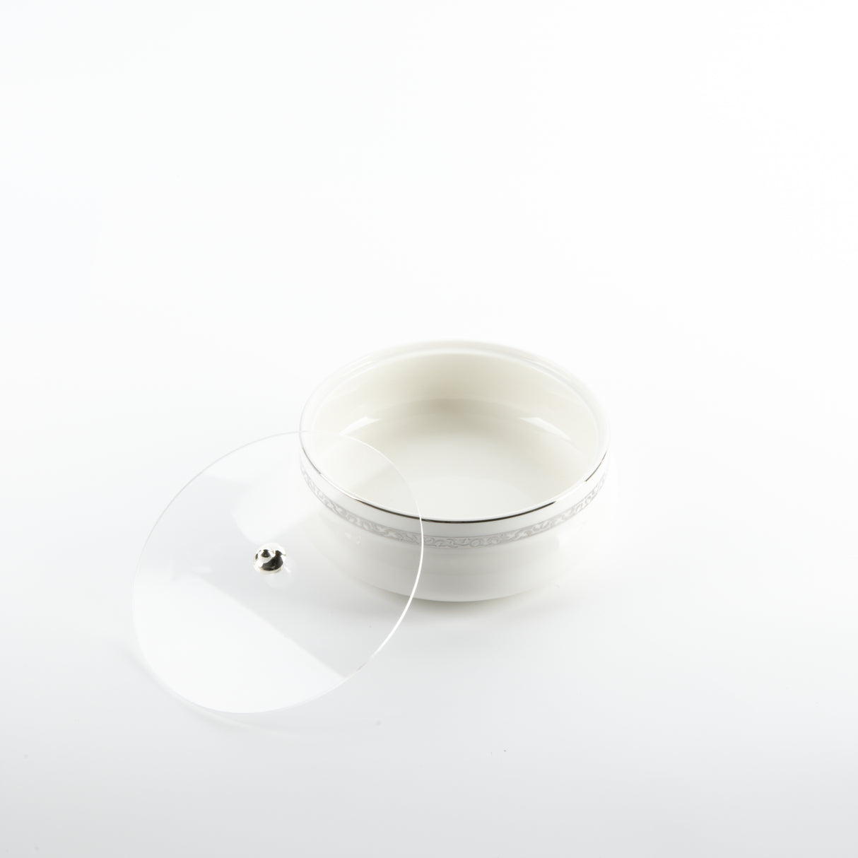Naqsh - Medium Decorative Canister - White & Silver