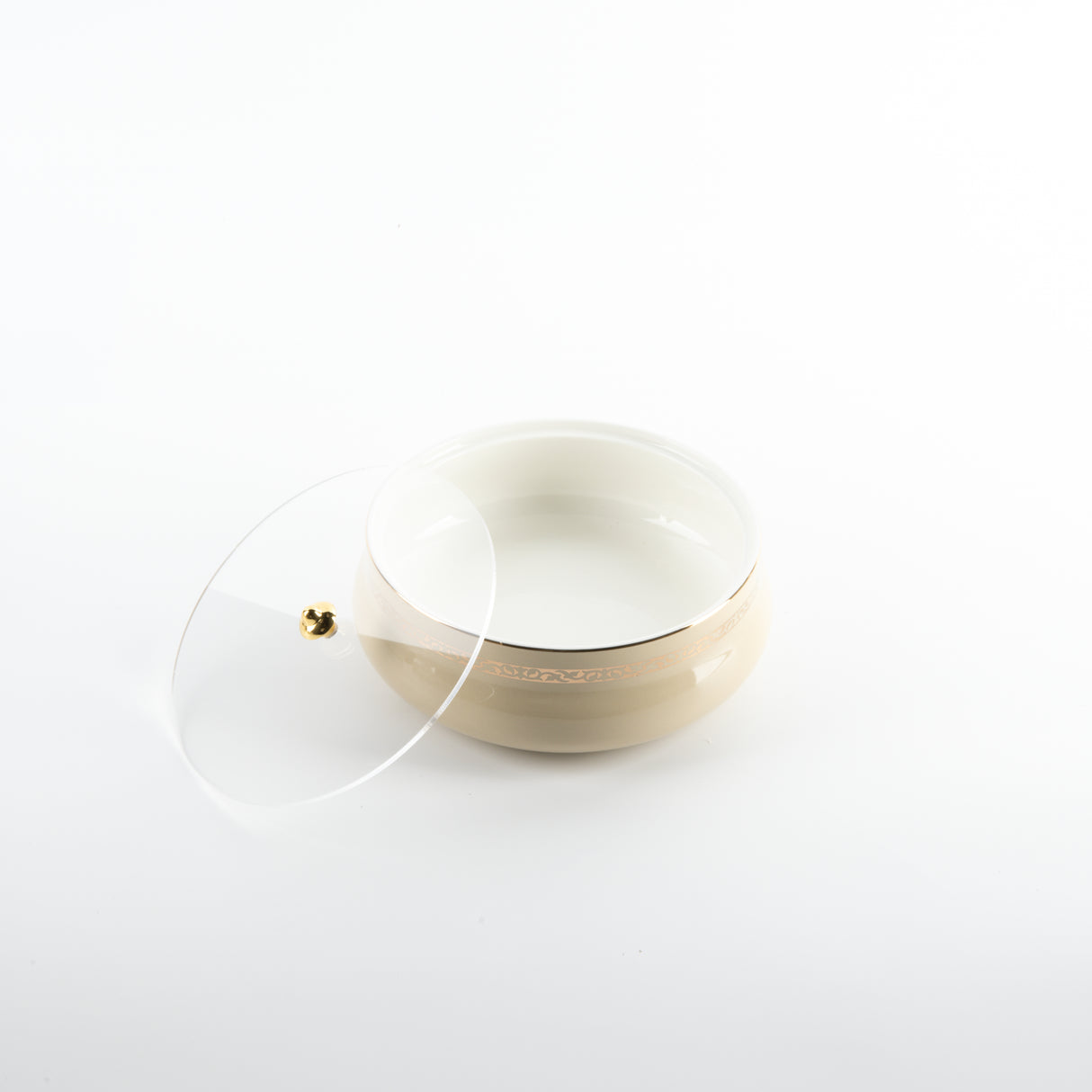 Naqsh - Medium Decorative Canister - Ivory& Gold