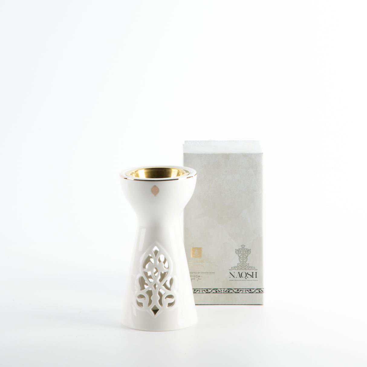 Naqsh - Incense Burner - White & Gold
