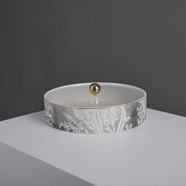 Tolipa - Small Decorative Canister- Grey & Gold