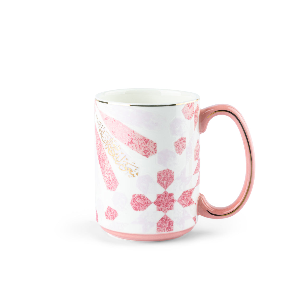 Amal - Bundle of 6 Coffee Mugs (350 ml)- Pink & Gold
