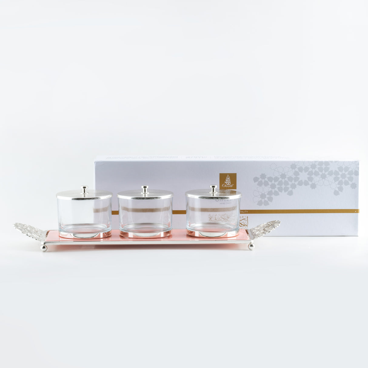 Limited Edition - Snack Serving set (3 Bowls)- Pink & Silver