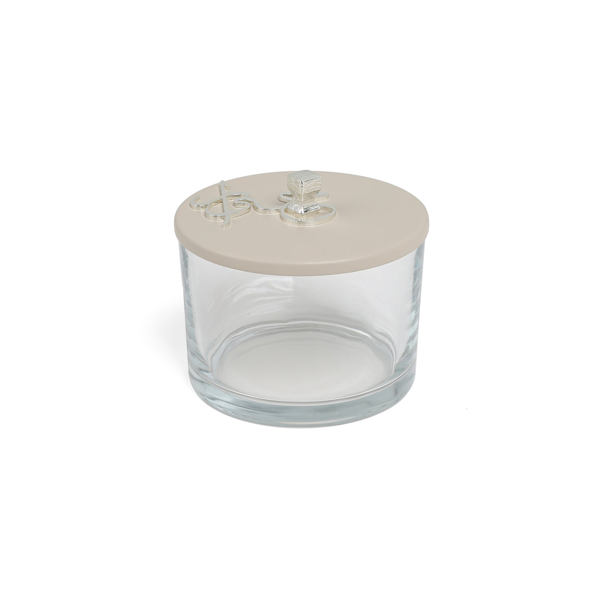 Jiwar - Dual Elegant Nut Serving Set with Engraved  Base - Beige & Silver