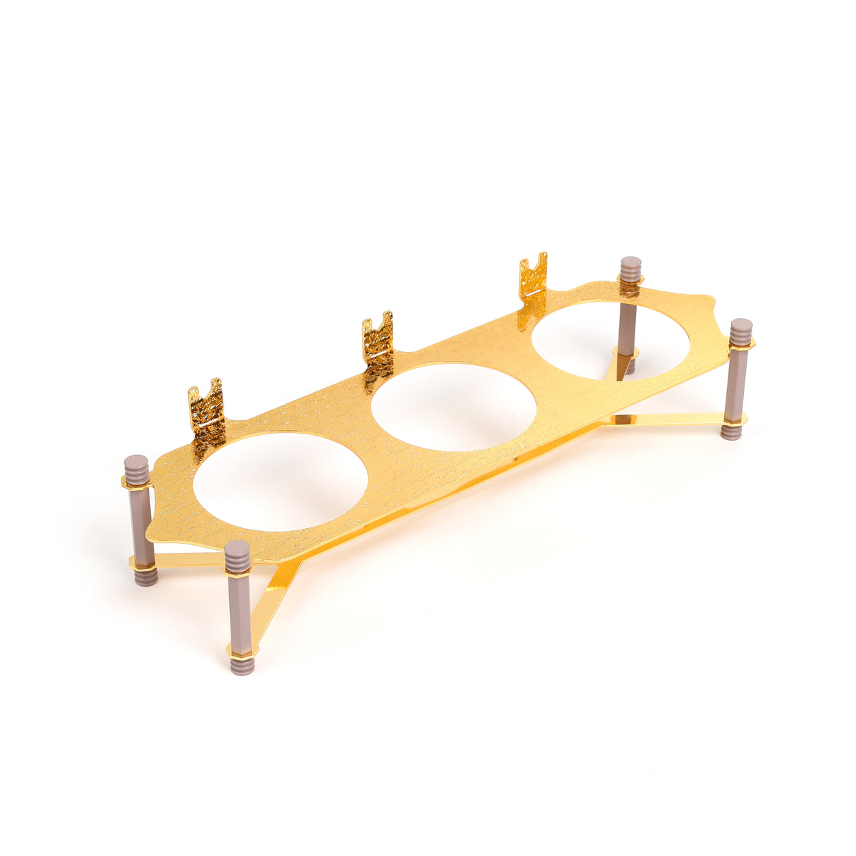 Jiwar - Triple Elegant Nut Serving Set with Engraved  Base - Lavender & Gold