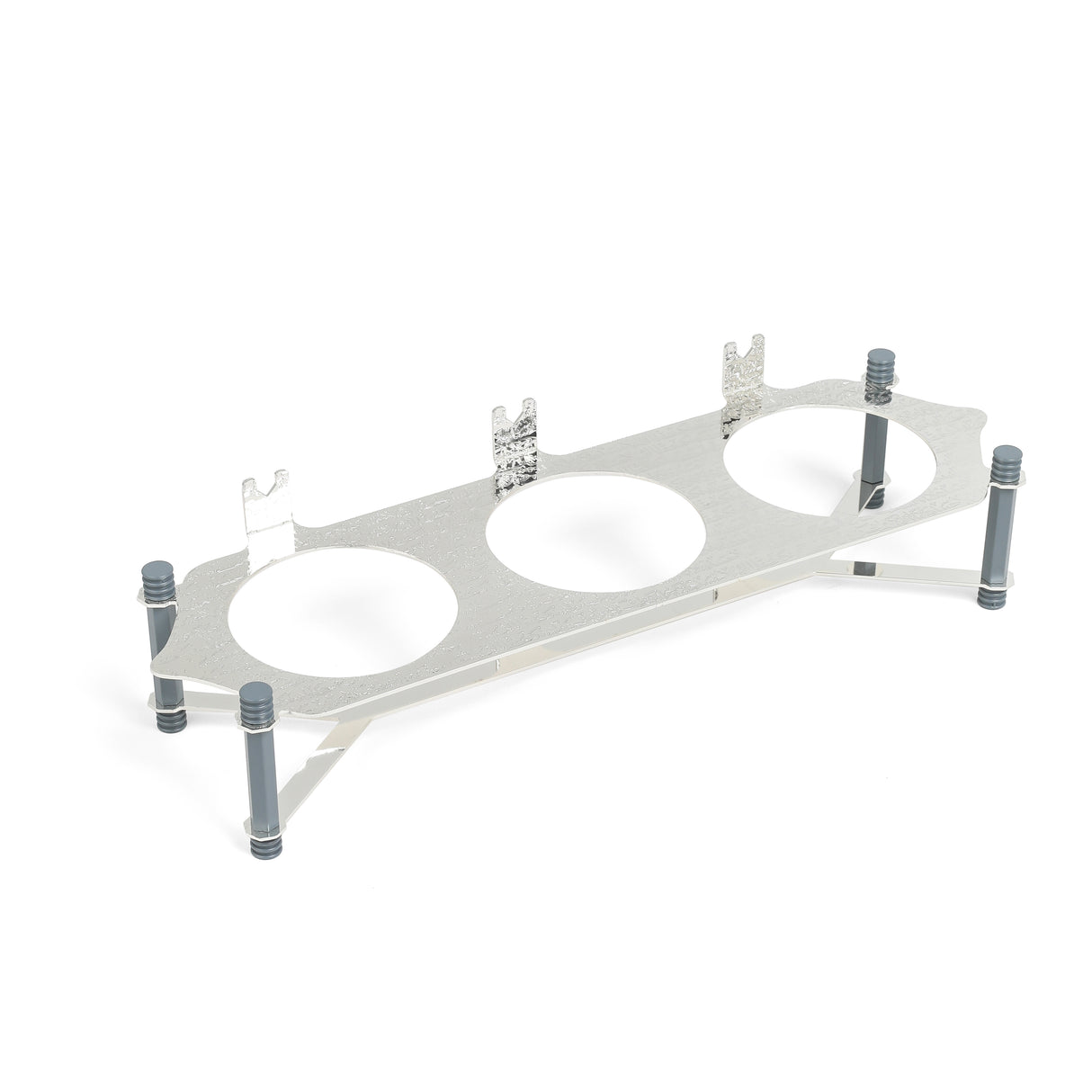 Jiwar - Triple Elegant Nut Serving Set with Engraved  Base - Haze BLue & Siver