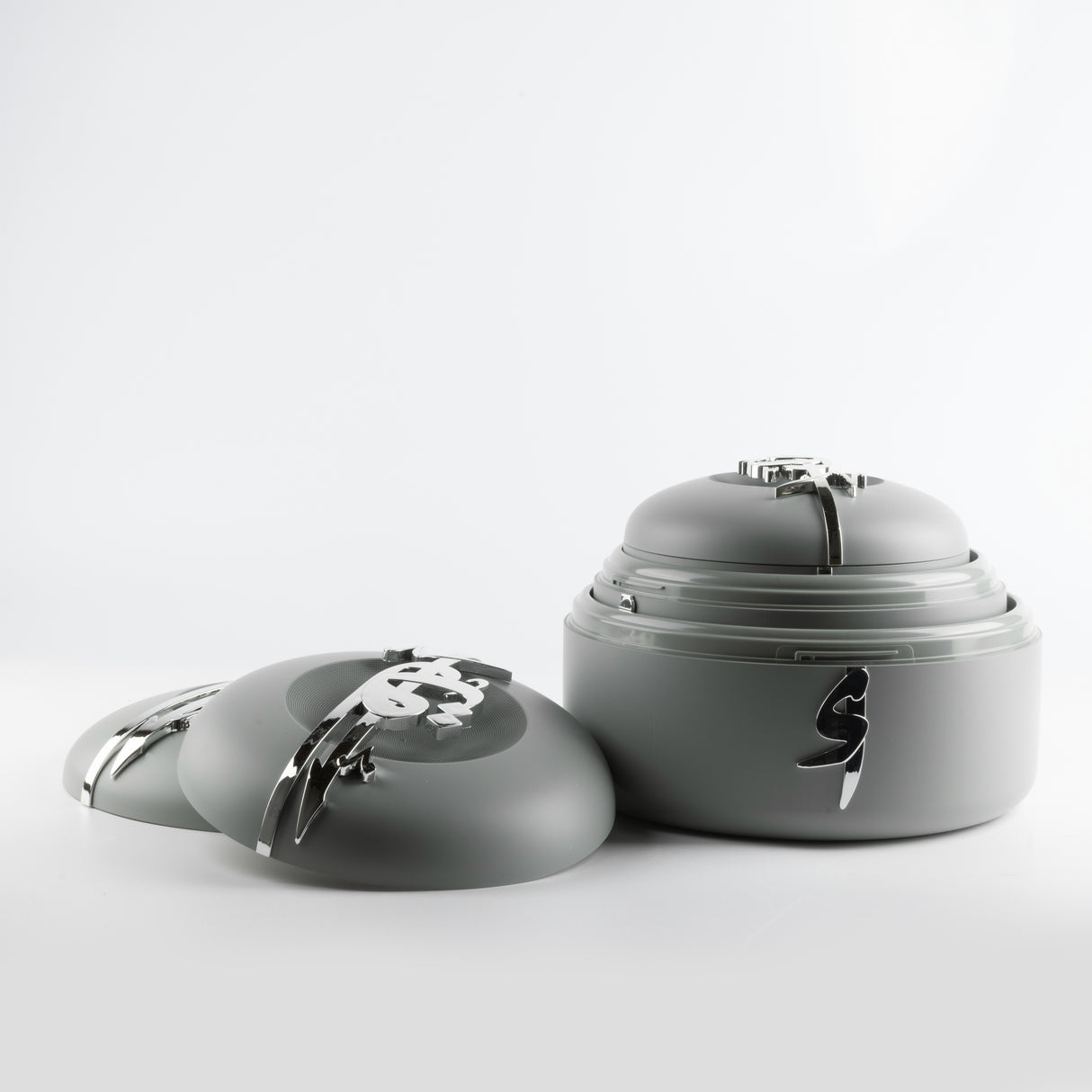 Liqa'a - Food Thermos/ Warm Serv (Set of 3) - Grey & Silver