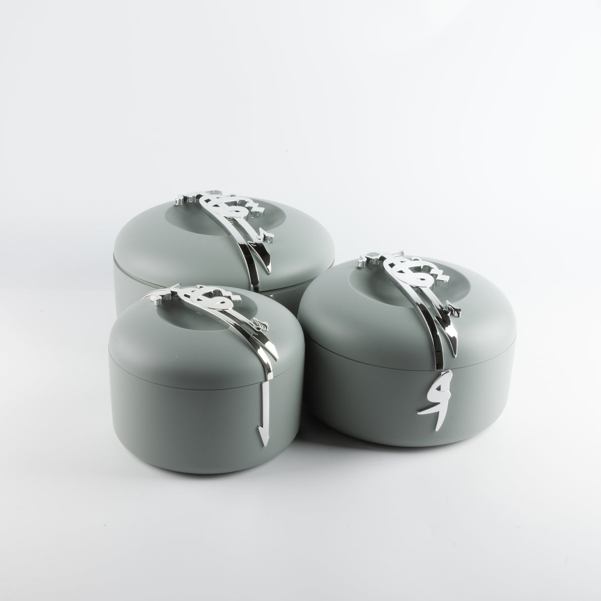 Liqa'a - Food Thermos/ Warm Serv (Set of 3) - Grey & Silver