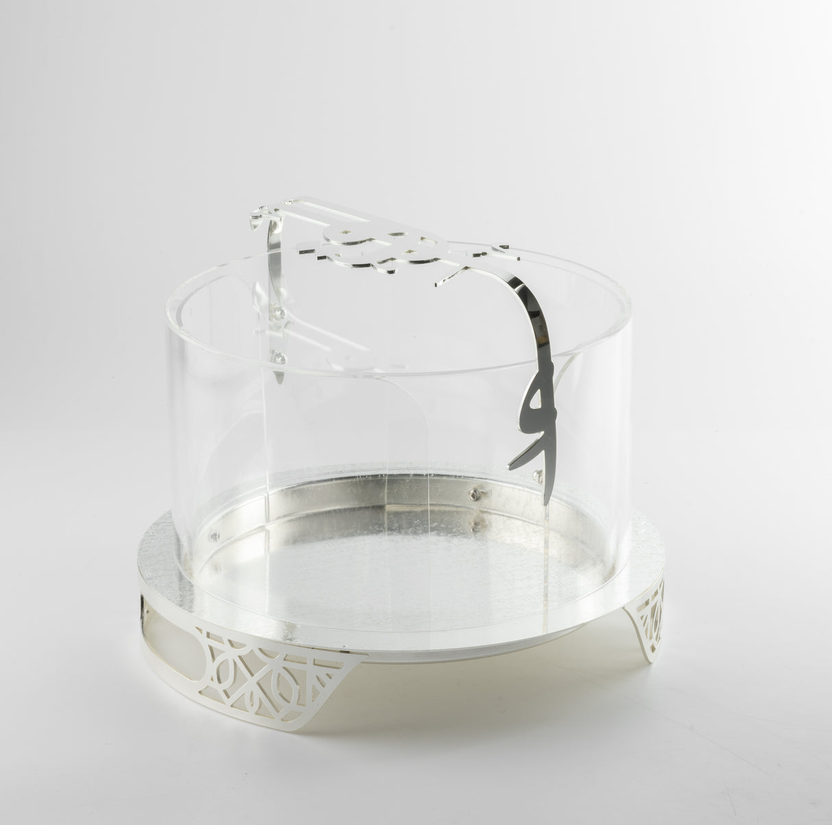 Liqa'a - Large Sleek Plate Stand - Silver