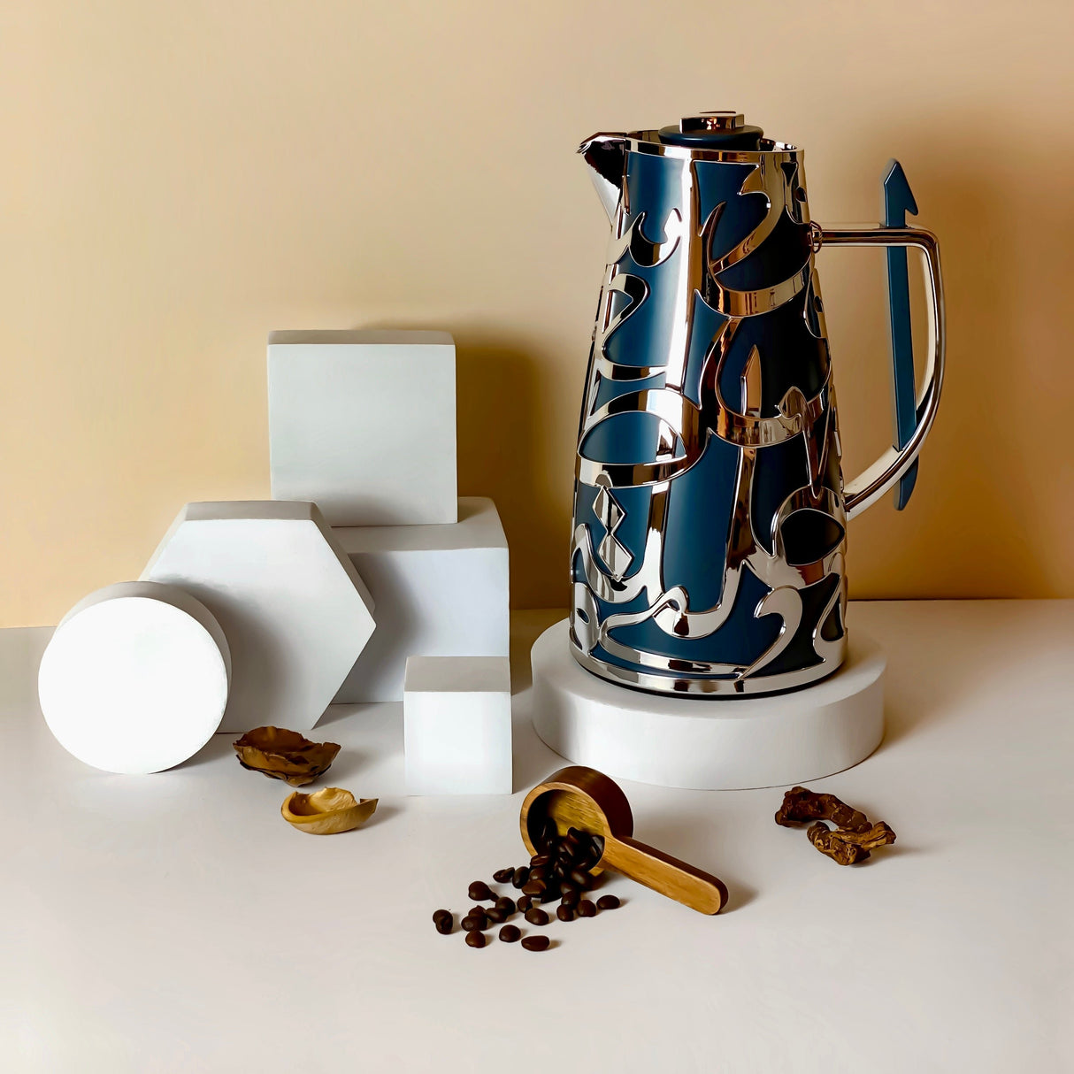 Luxury Diwan - Vacuum Flask - Dark Blue & Silver