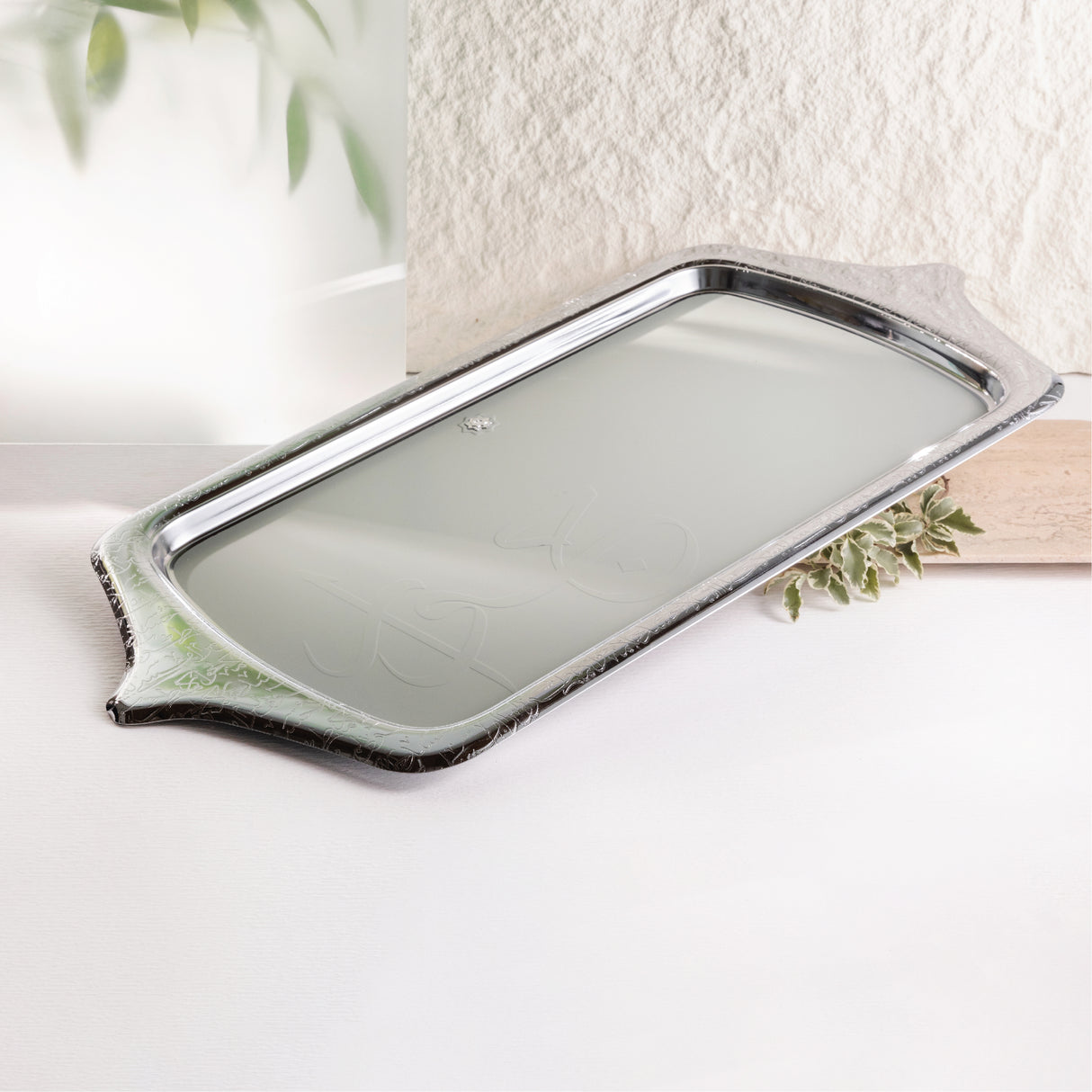 Jiwar - Serving Tray - Mint Green & Silver