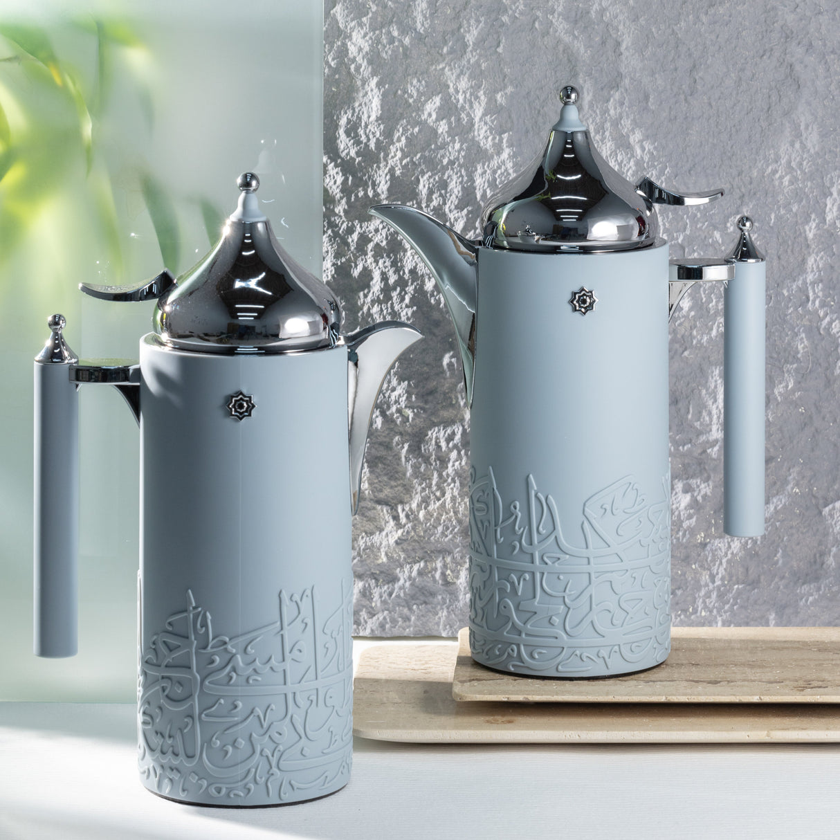 Jiwar - Vacuum Flask / Thermos (Set of 2)- Haze Blue & Silver