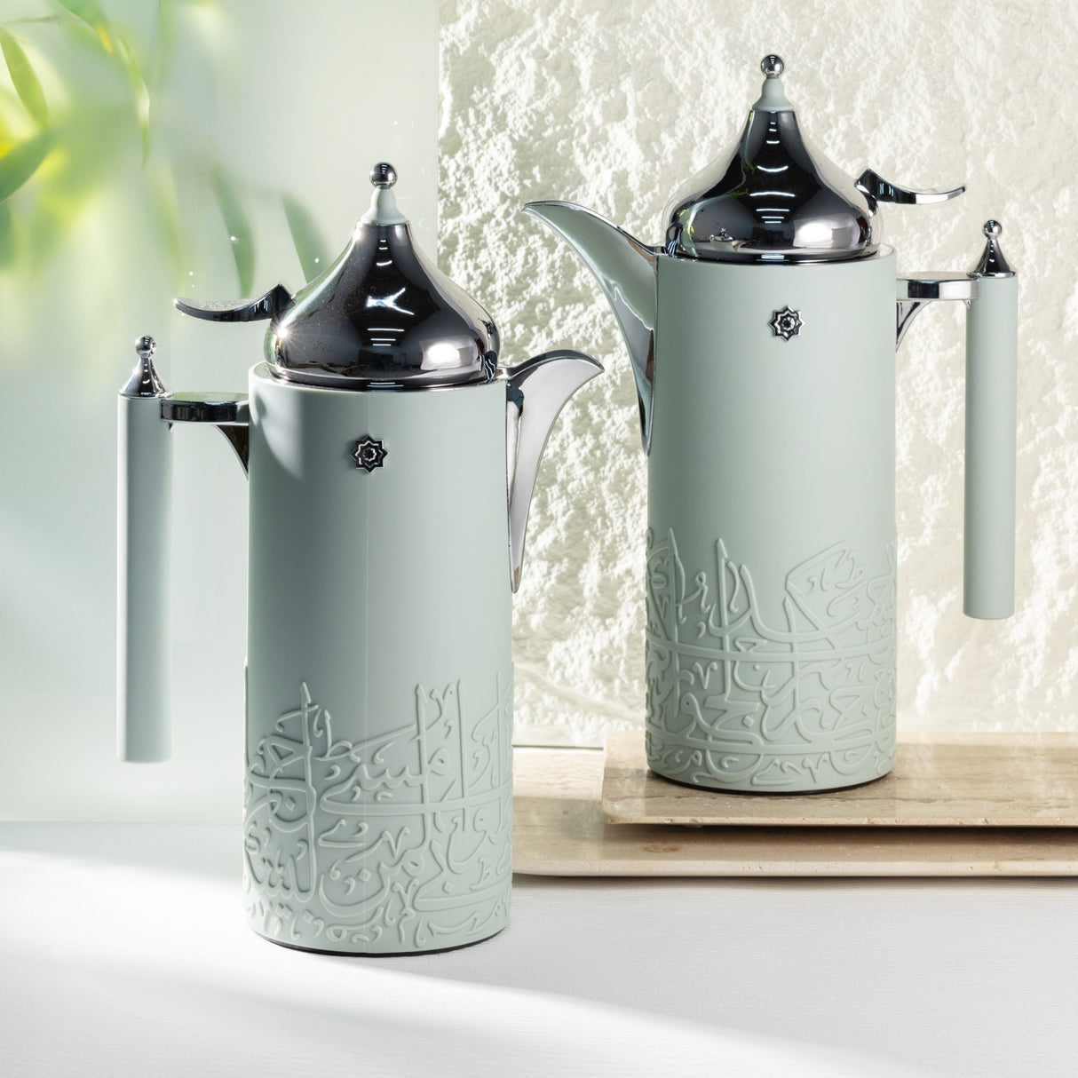 Jiwar - Vacuum Flask / Thermos (Set of 2)- Green Mint & Silver