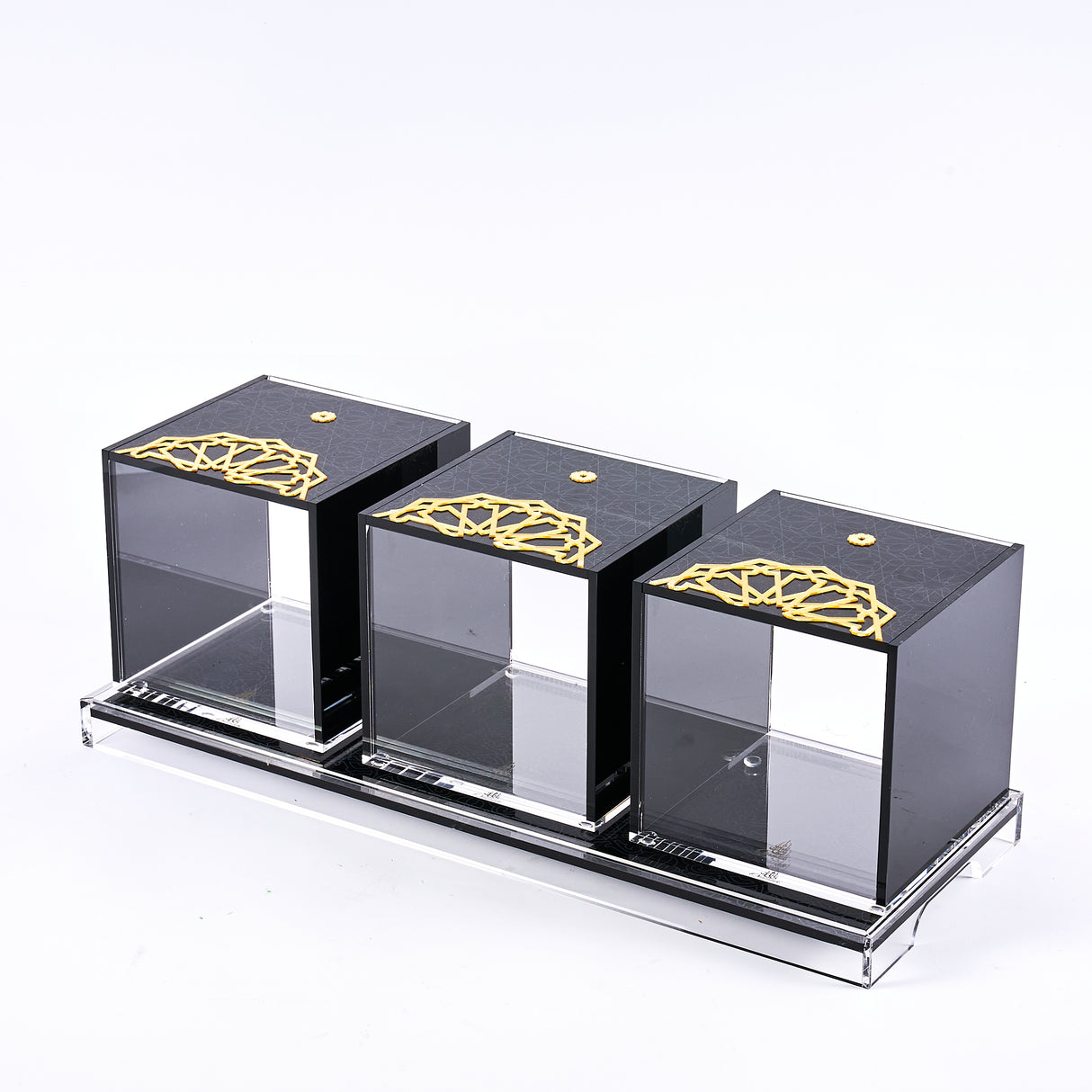 Elegant Black Acrylic Canister Set – 3-Piece Gold-Accent Storage Jars by Otantik Home
