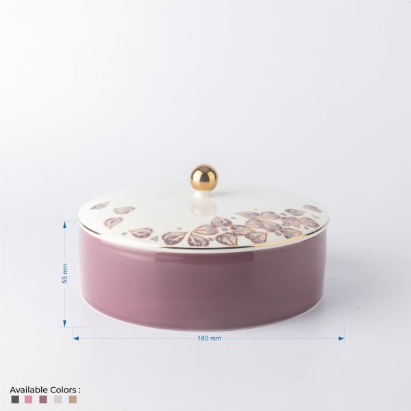 Lila elegante - Recipiente/servidor mediano decorativo - Rosa y dorado