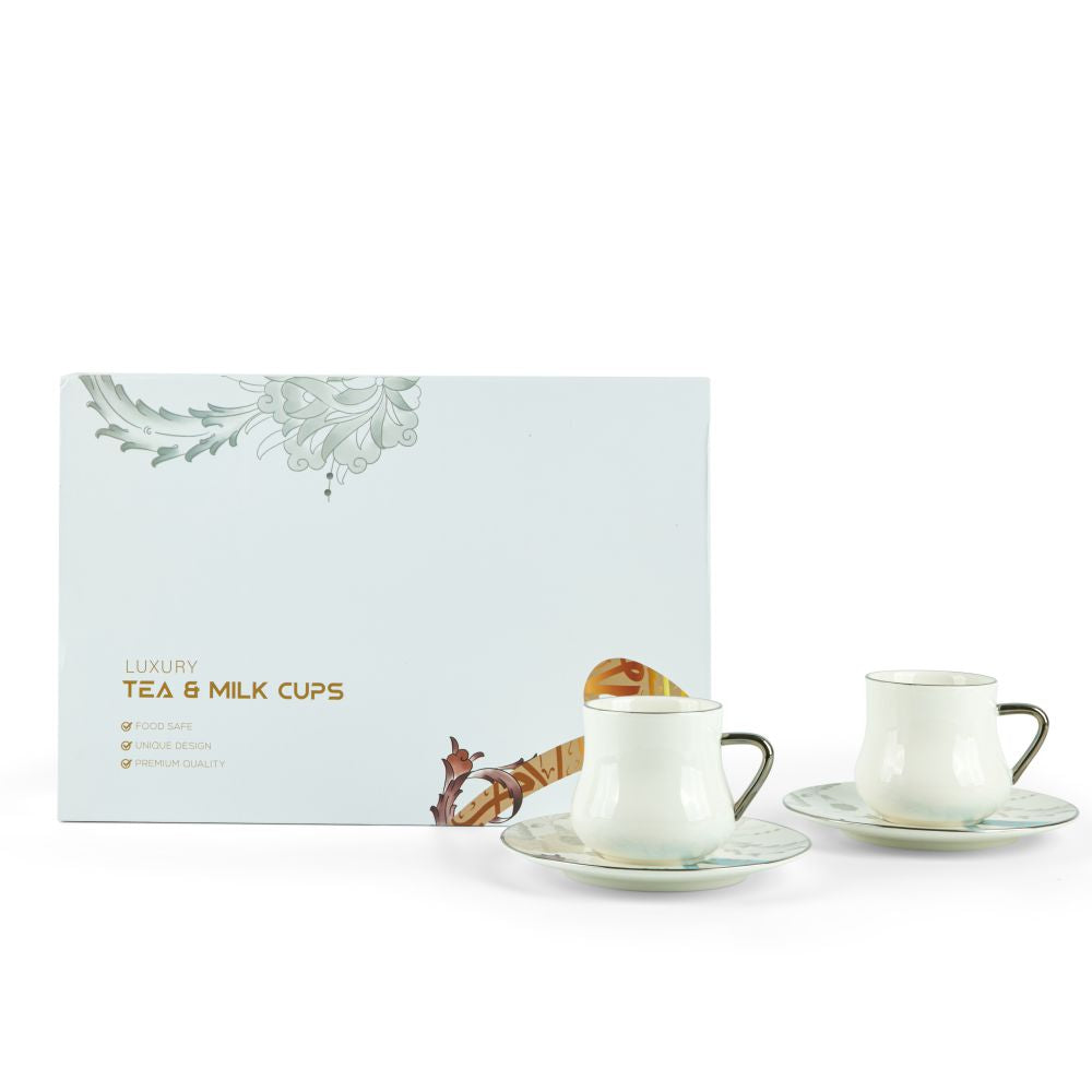 Dunes - Cappuccino Set (12-Pc) - Blue & Silver