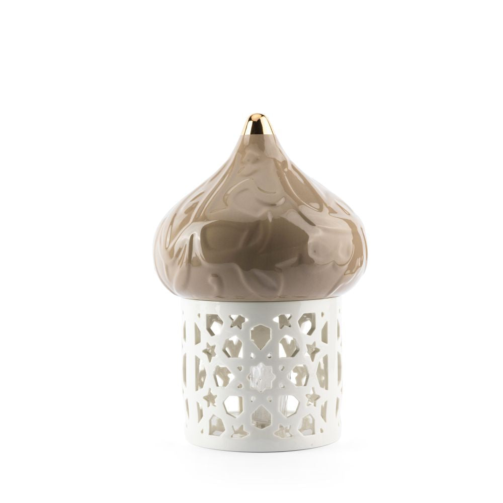 Diwan - Large Lantern Candle Holder - Coffee & Gold