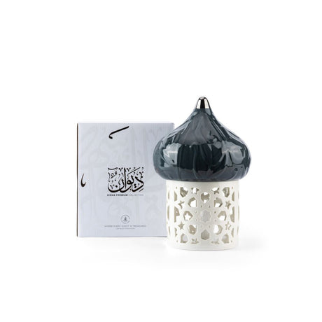 Diwan - Large Lantern Candle Holder - Dark Blue & Silver