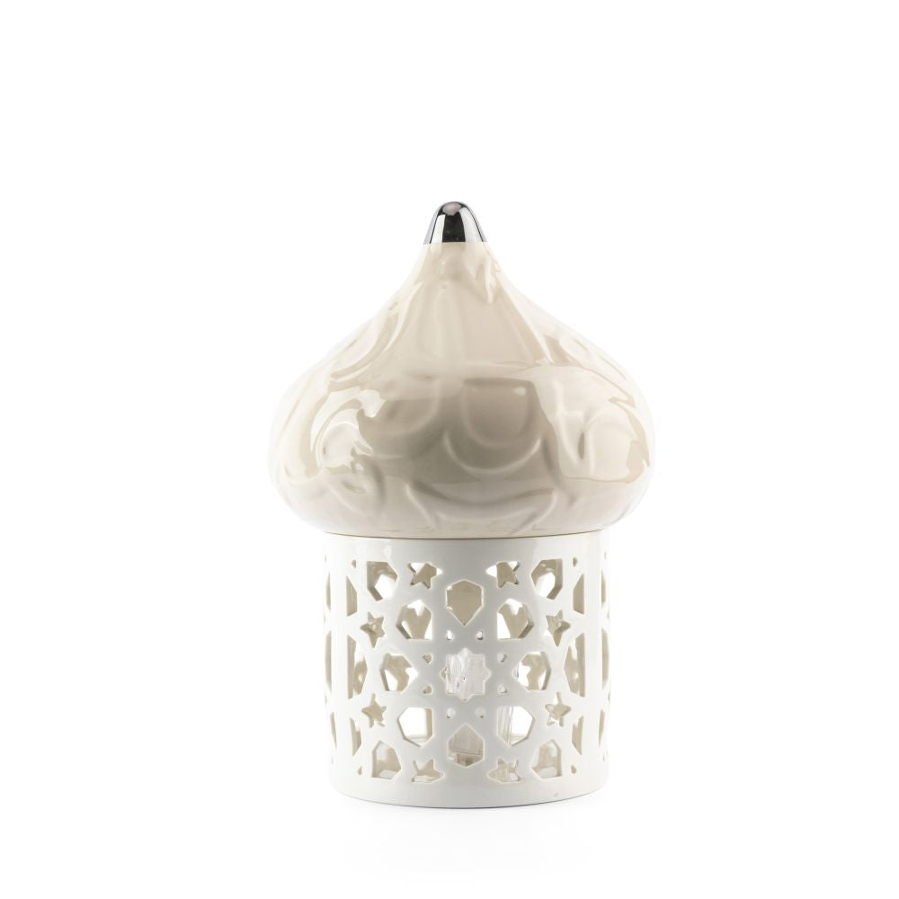 Diwan - Large Lantern Candle Holder - Pearl & Silver